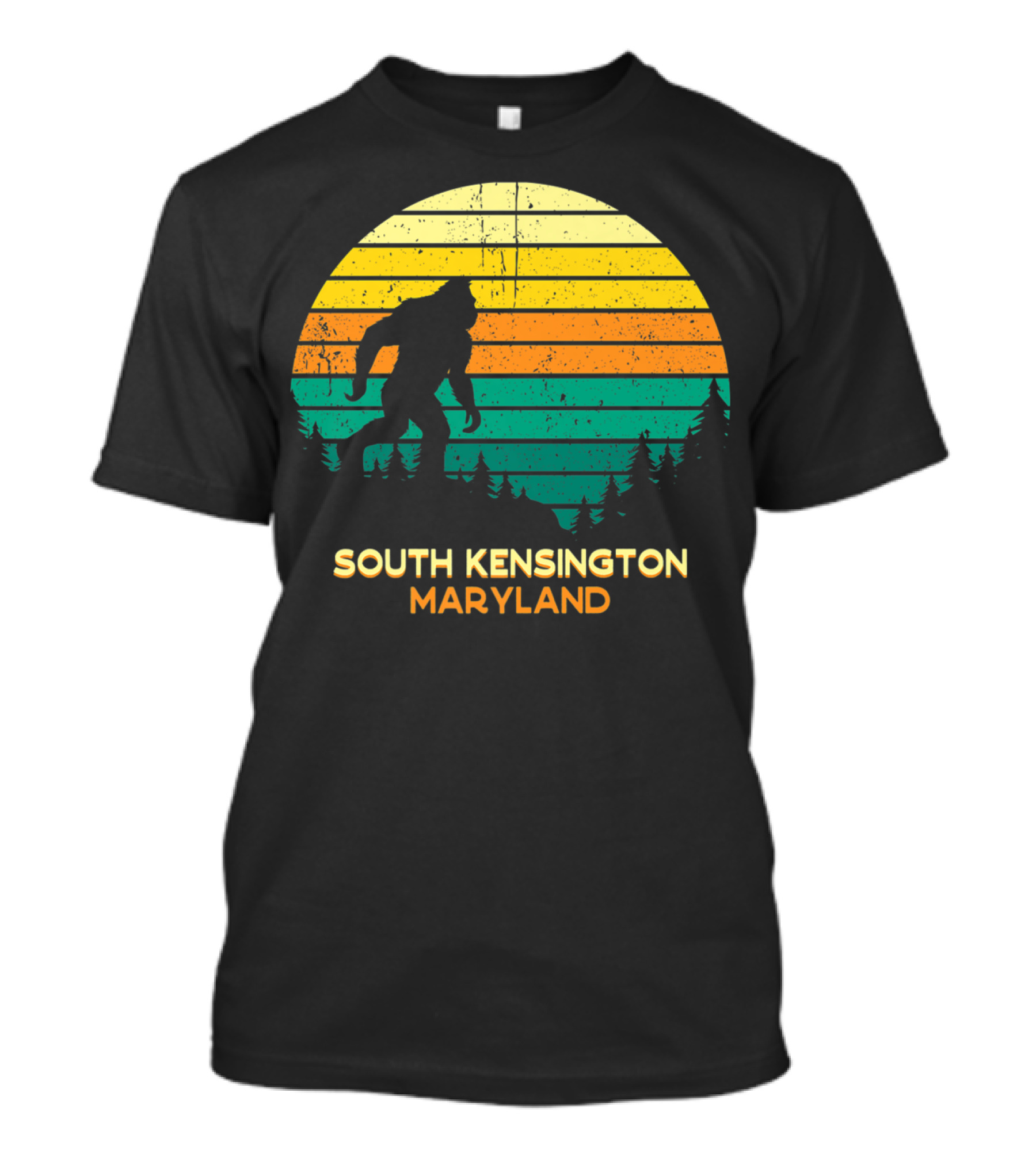 South Kensington Maryland Bigfoot Retro Sunset T-Shirt