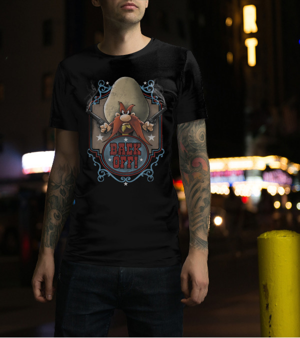 Looney Tunes Yosemite Sam Back Off Vintage Style Smoking Guns T-Shirt