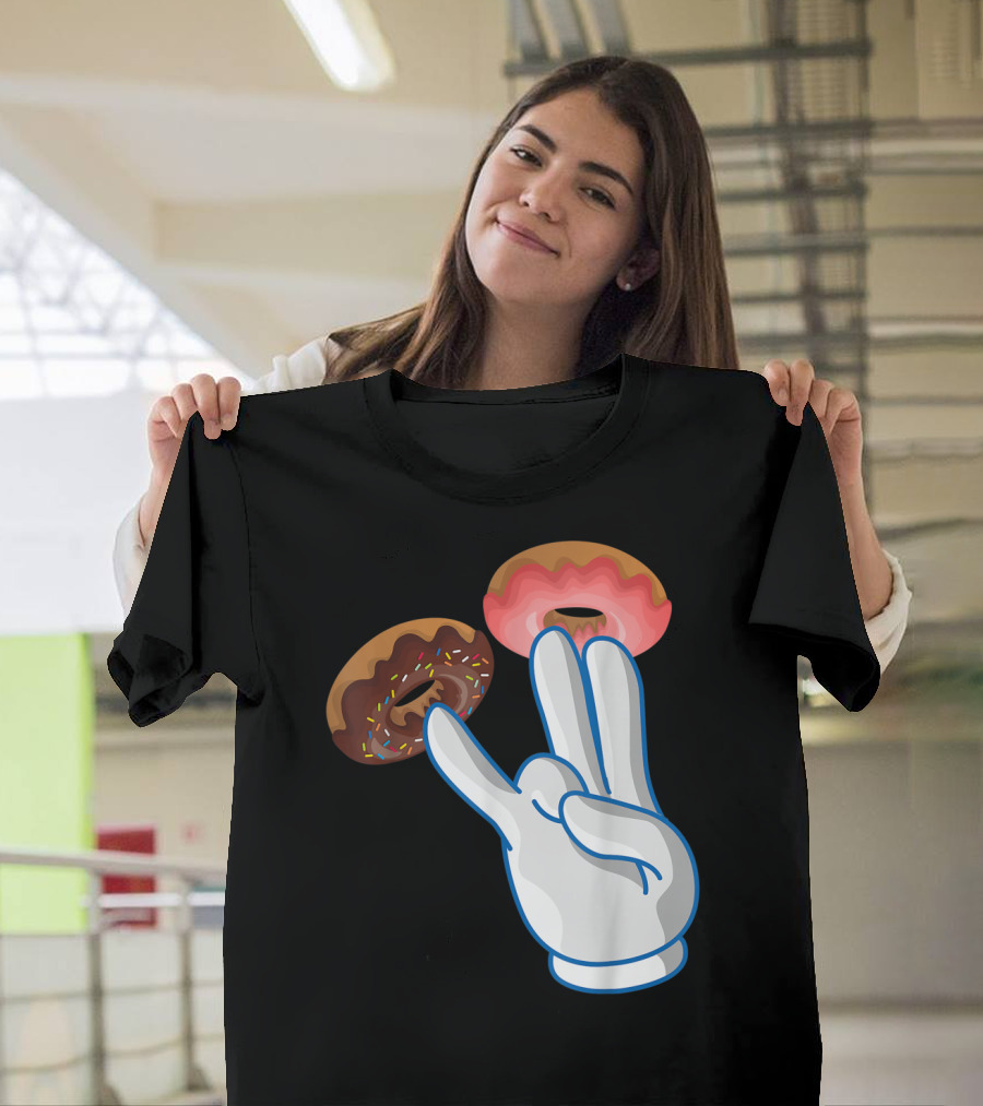 2 In The Pink 1 In The Stink Hand Gesture with Two Sprinkle Donuts Dark Humor T-Shirt