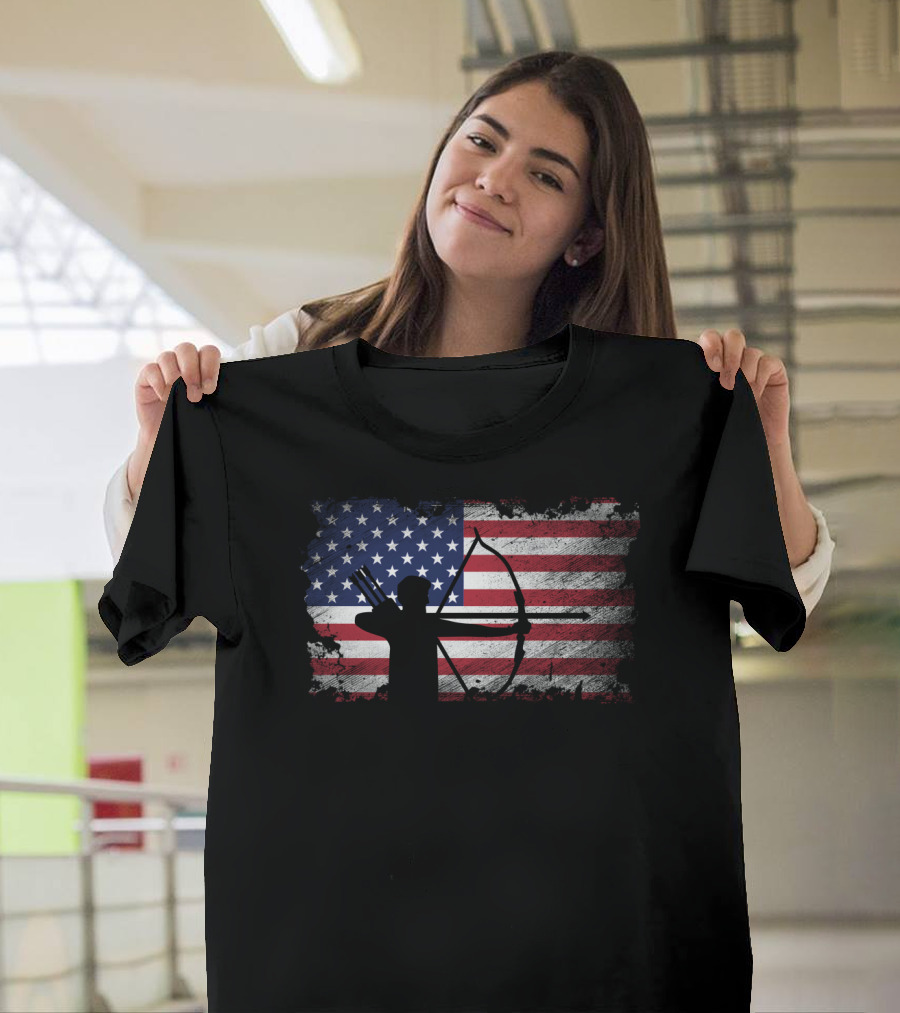 USA Flag Archery American Patriotic Player T-Shirt