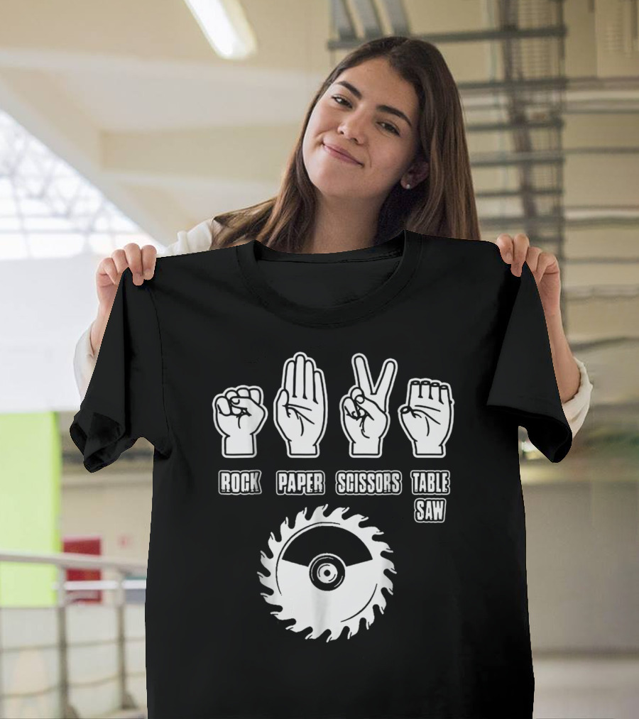 Rock Paper Scissors Table Saw Carpenter T-Shirt
