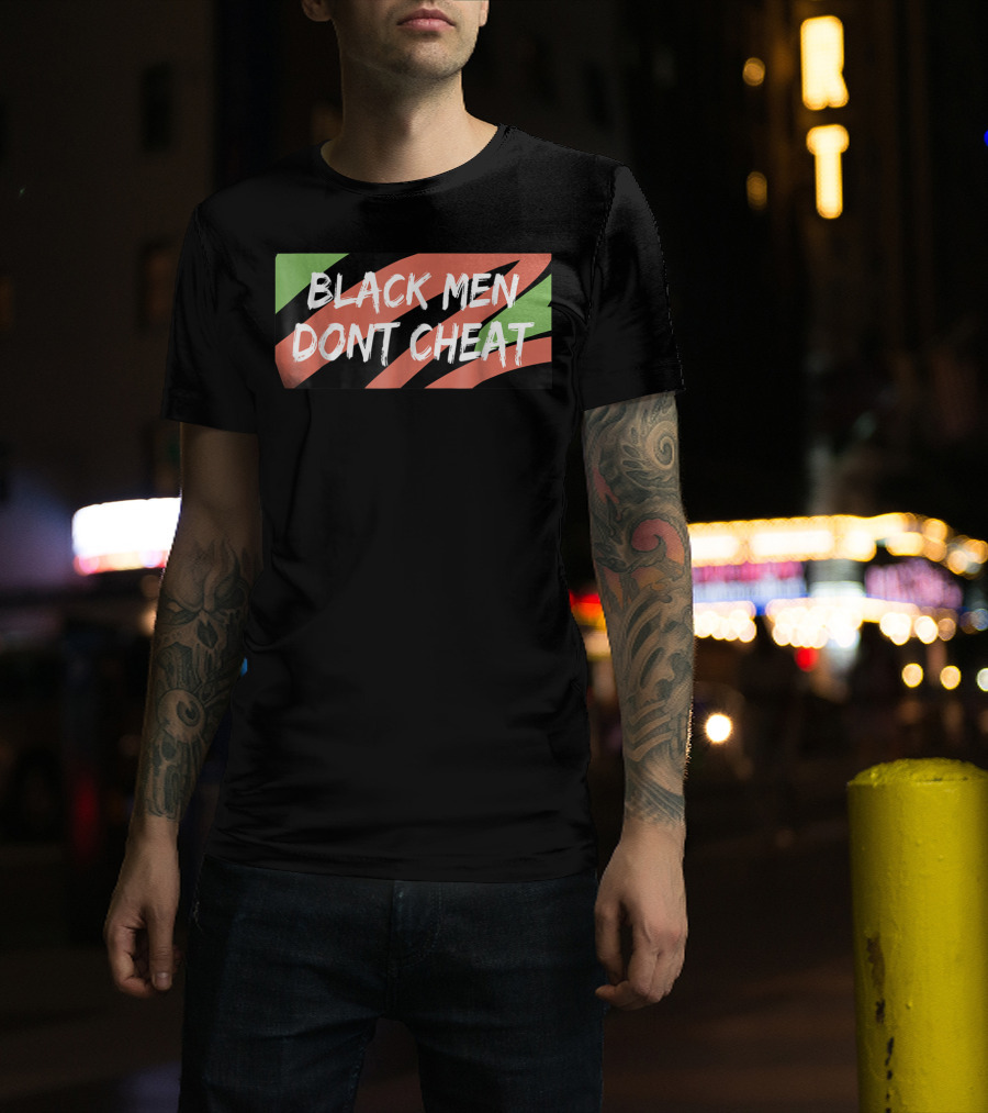BLACK MEN DONT CHEAT Black Red Green Stripes T-Shirt