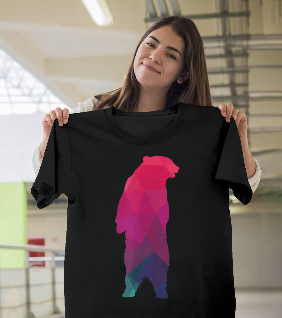 Colorful Geometric Pattern Fractal Bear T-Shirt