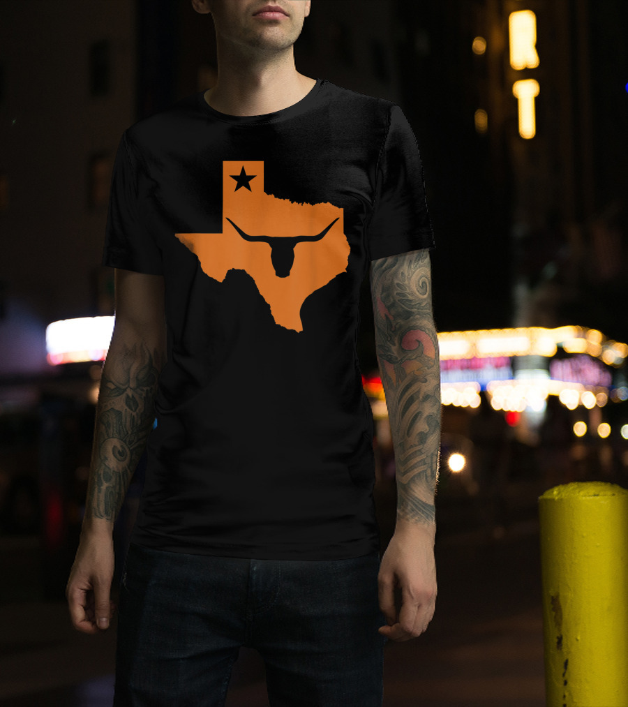 Texas Longhorn Bull Orange State Star T-Shirt