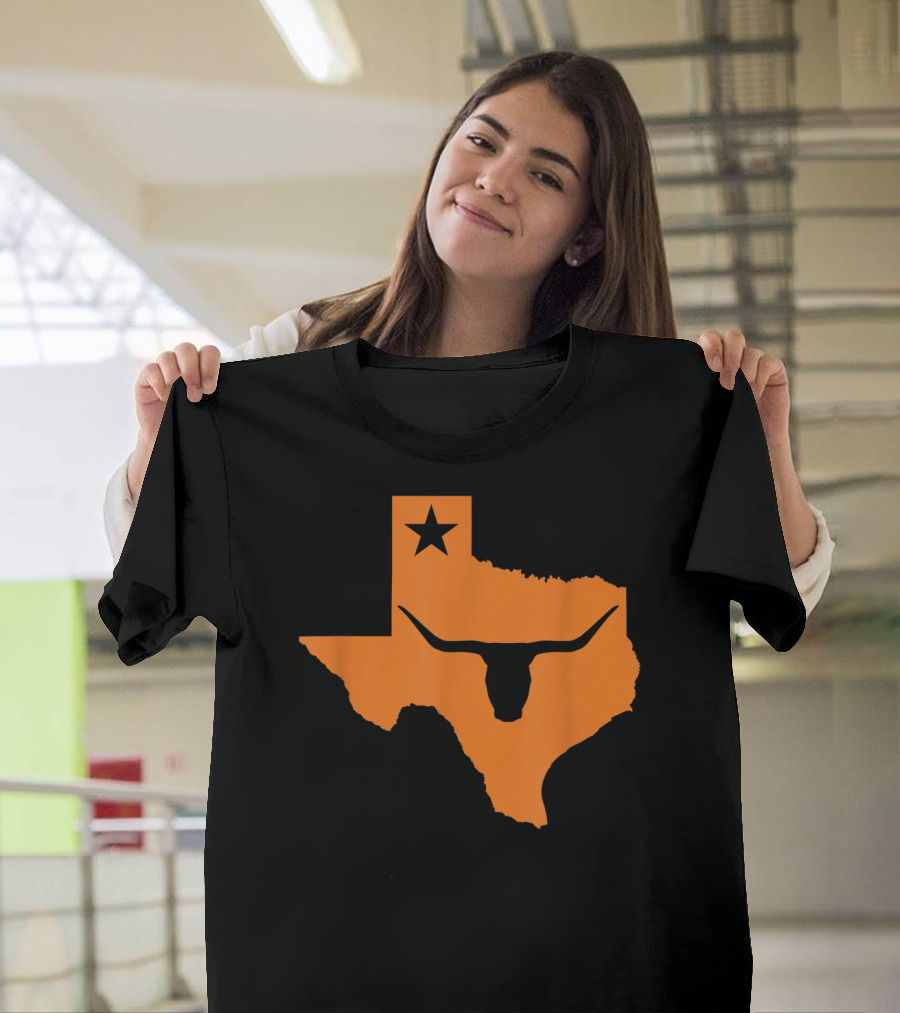 Texas Longhorn Bull Orange State Star T-Shirt