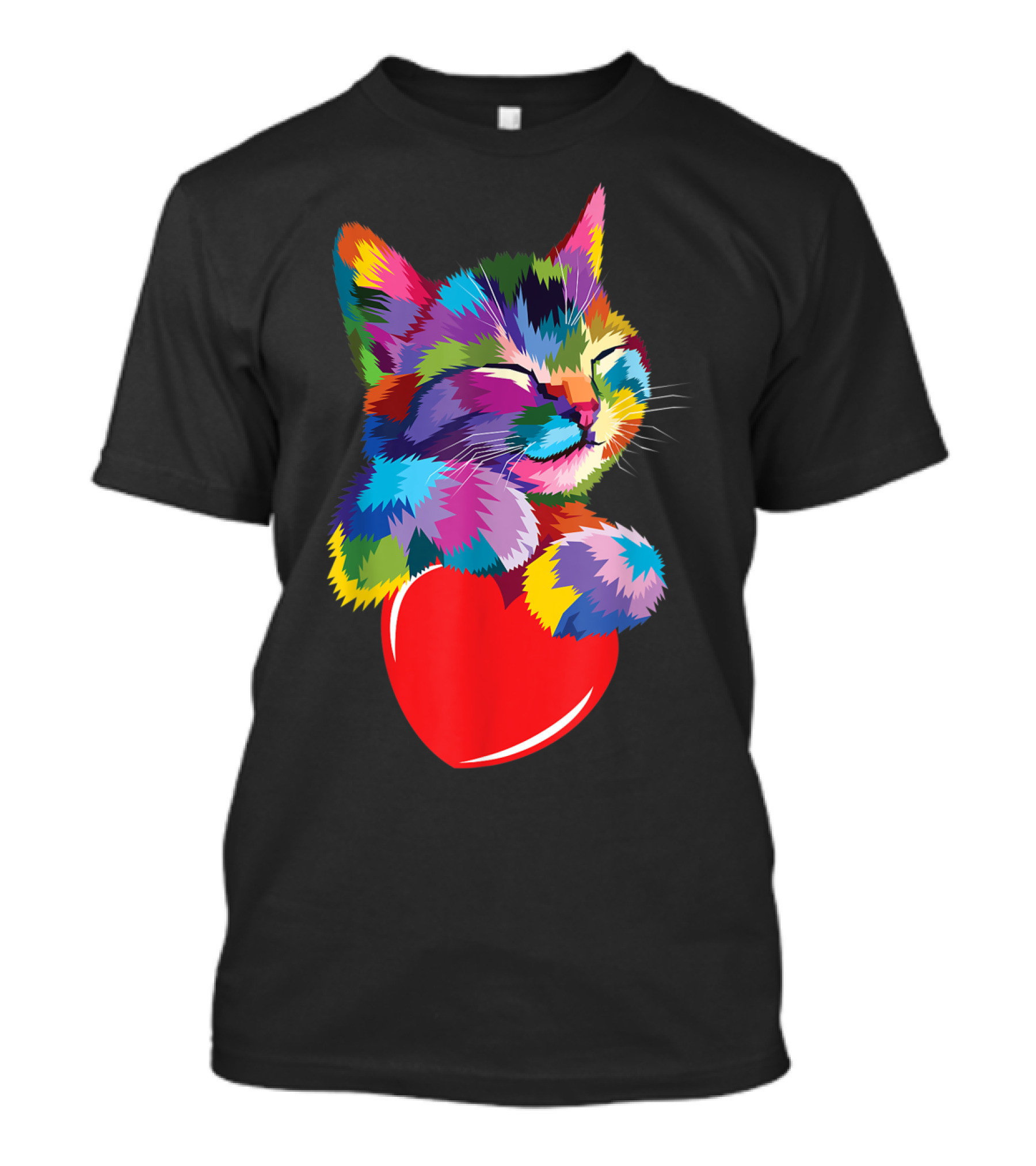 Cat For Kitten Lovers Colorful Cute Kitty Heart T-Shirt