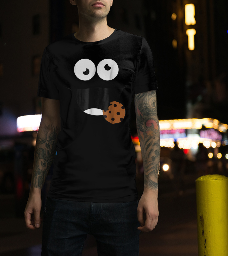 Cute Monster Cookie Funny Face Eating Cookie T-Shirt