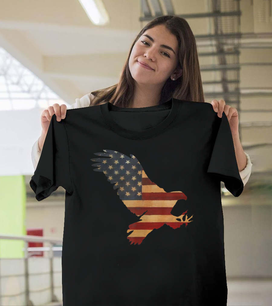 American Flag Eagle Silhouette Cool T-Shirt
