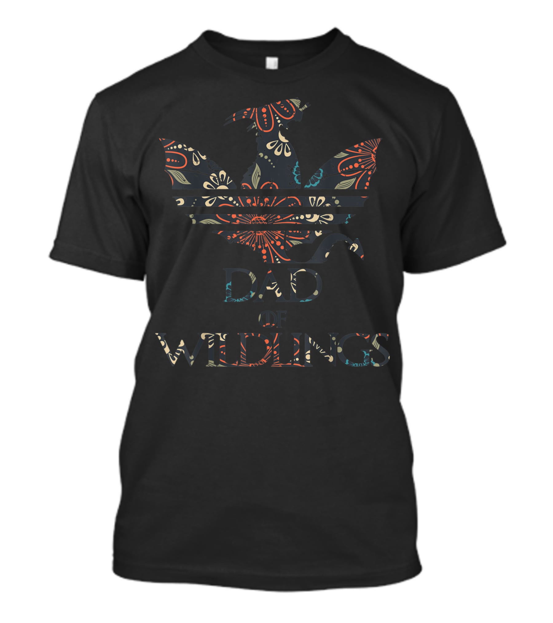 Dad Of Wildlings Floral Dragon T-Shirt