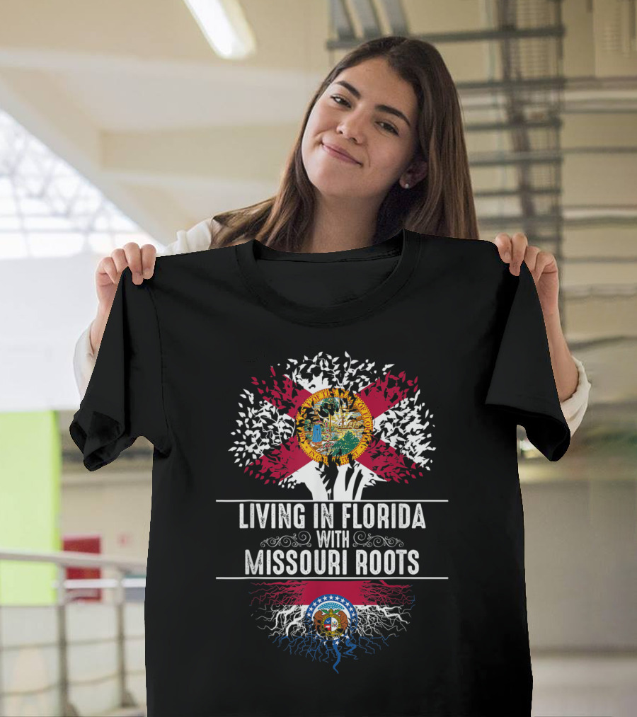 Living In Florida With Missouri Roots State Tree Flag T-Shirt