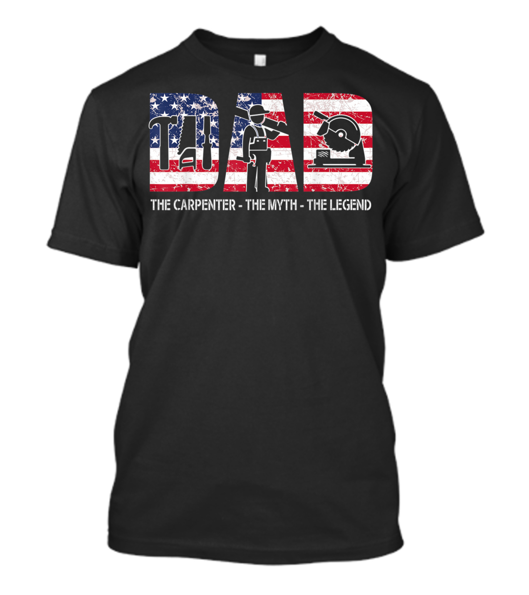 Father Dad The Carpenter The Myth The Legend USA Flag T-Shirt