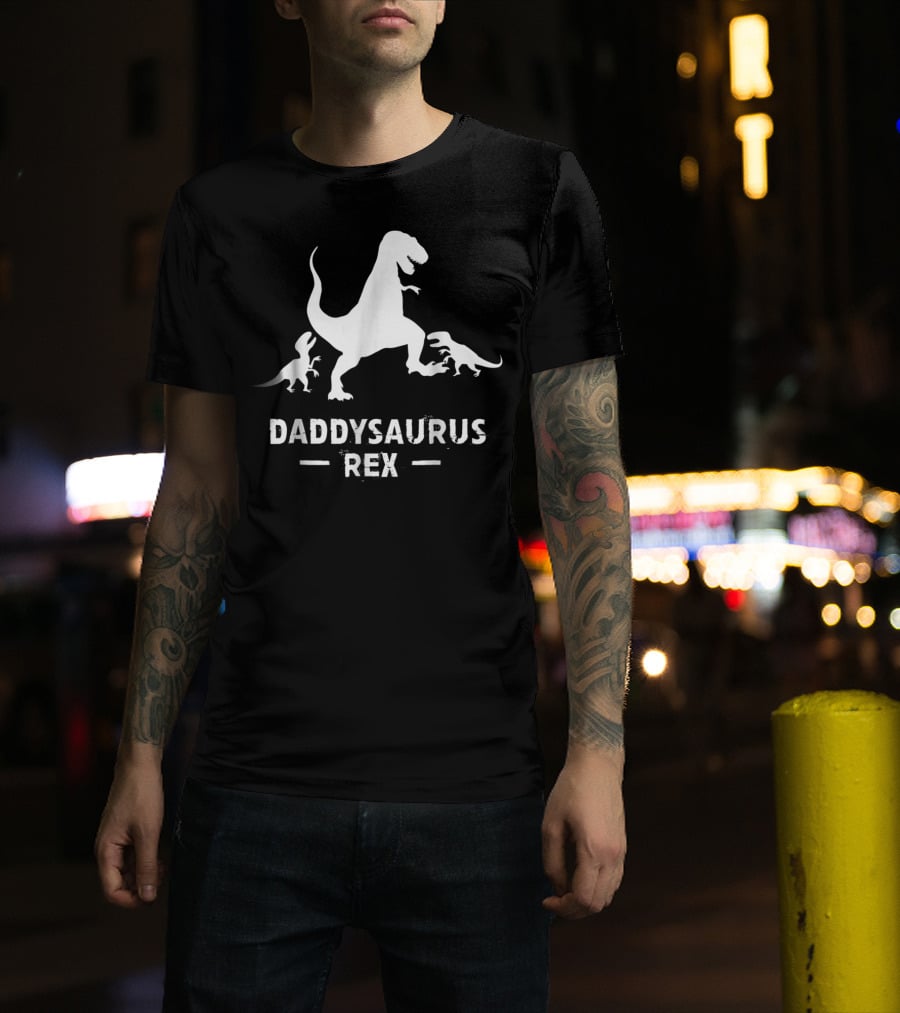 Father's Day Daddysaurus Rex With Dinosaur Family T-Shirt