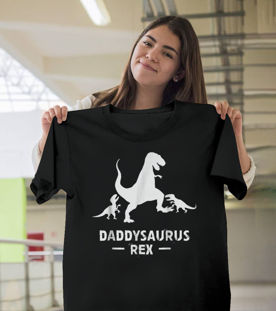 Father's Day Daddysaurus Rex with Dinosaur Family T-Shirt