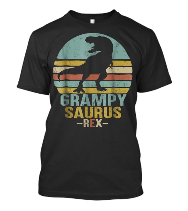 Grampysaurus Rex Funny Dinosaur Retro Sunset Stripes Grampy Sau T-Shirt