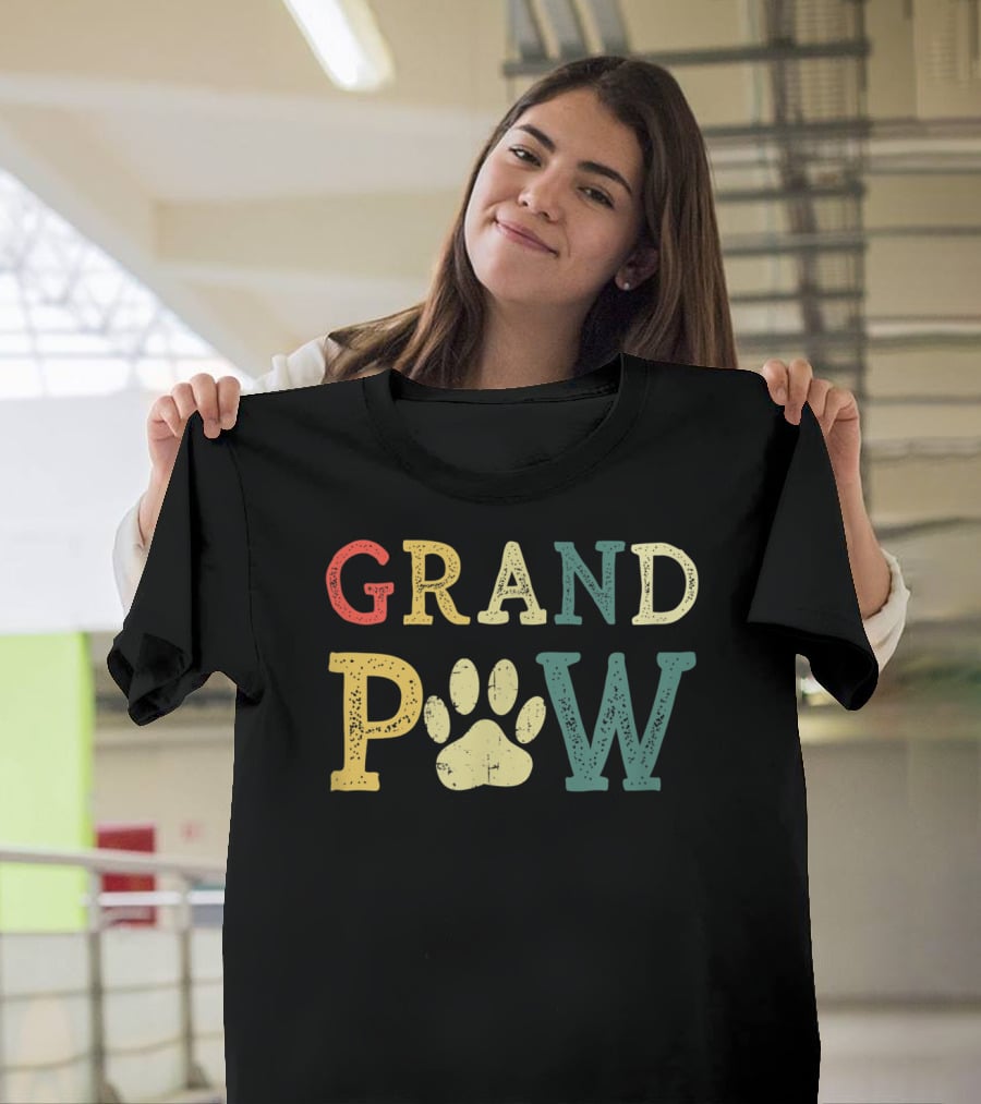 Grandpaw Dog Lover Paw Print Grandpa T-Shirt