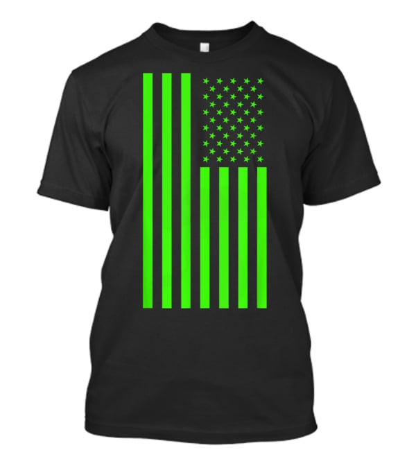 Green Banner USA Neon American Flag T-Shirt