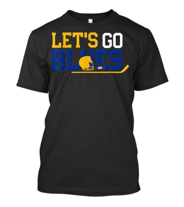 Hockey Fan Let's Go Blues Cheering Victory Celebr With Helmet And Stick T-Shirt