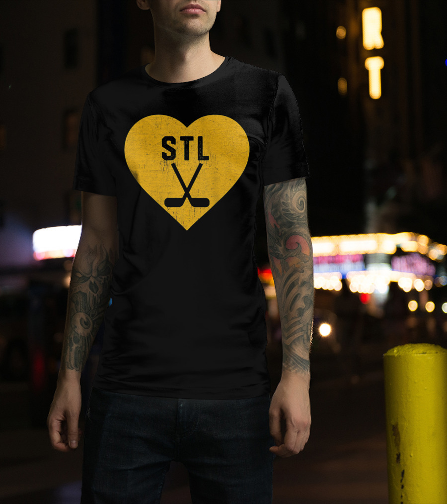 STL Heart With Hockey Sticks St Louis Hockey T-Shirt