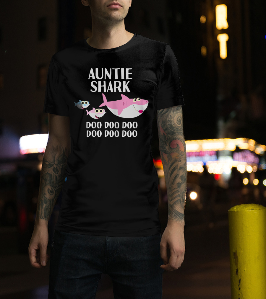 Auntie Shark Doo Doo Mother's Day Catchy Family Fun T-Shirt