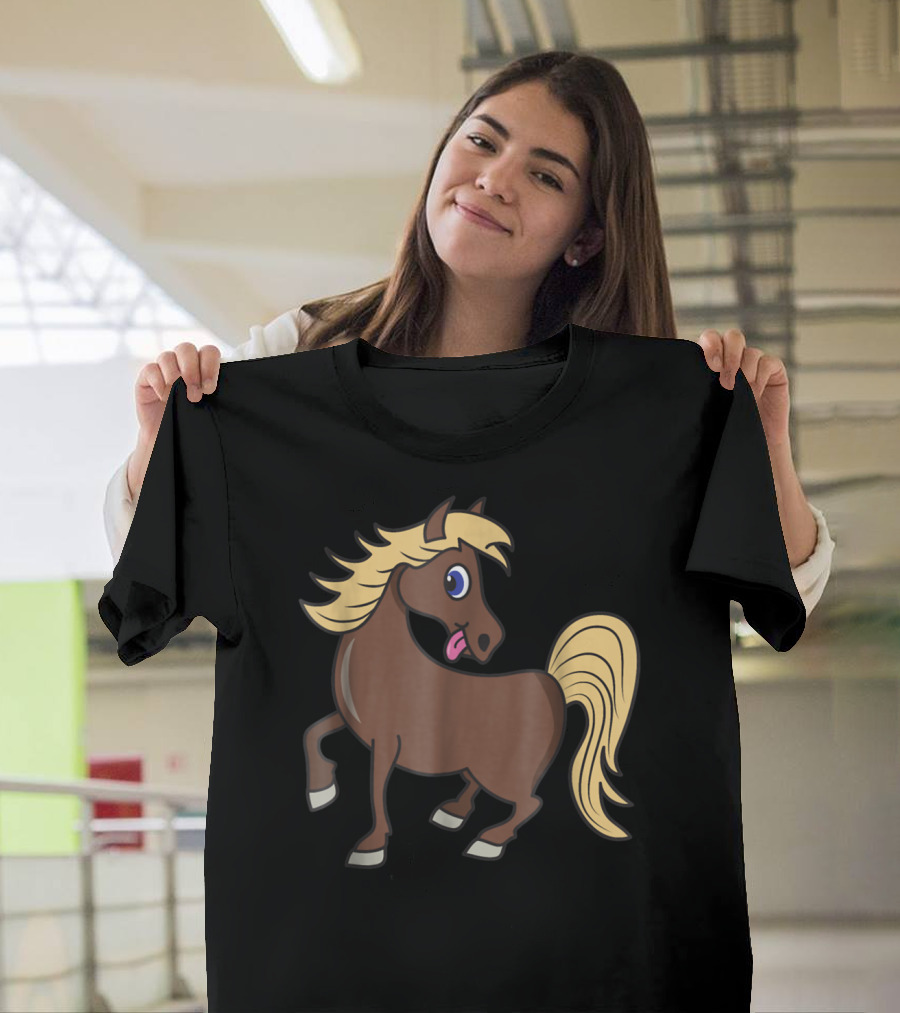 Cute Funny Brown Pony With Blonde Mane T-Shirt
