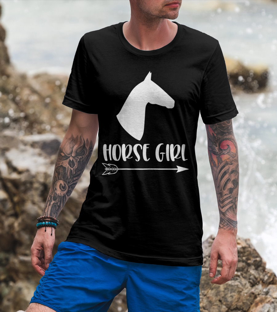 White Horse Girl Silhouette With Arrow I Love My Horses NY T-Shirt