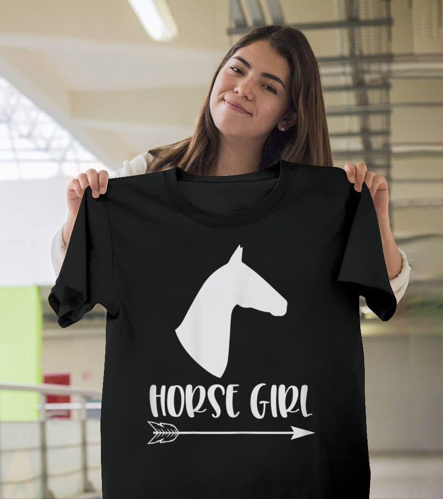 White Horse Girl Silhouette With Arrow I Love My Horses NY T-Shirt