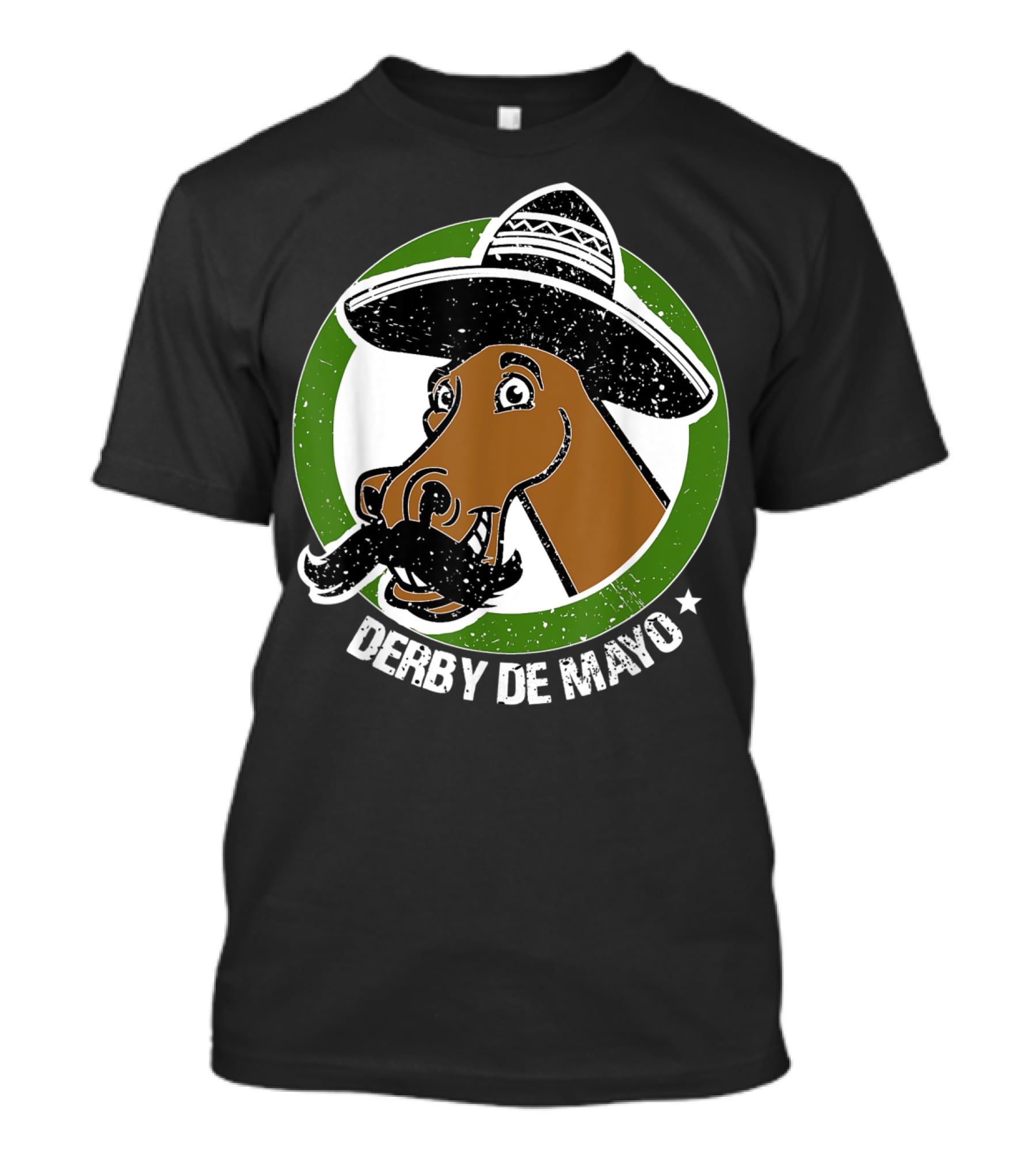 Derby De Mayo Cinco De Mayo Mustached Horse In Sombrero T-Shirt