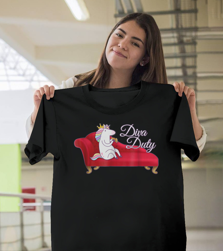 Diva Duty Unicorn Princess Horse Queen Funny Couch T-Shirt
