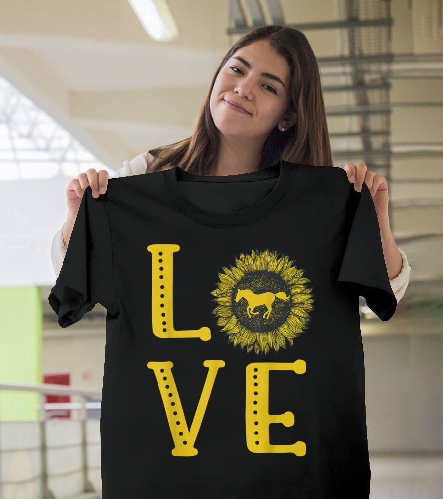Love Sunflower Horse Lovers Cute Horse Girl T-Shirt