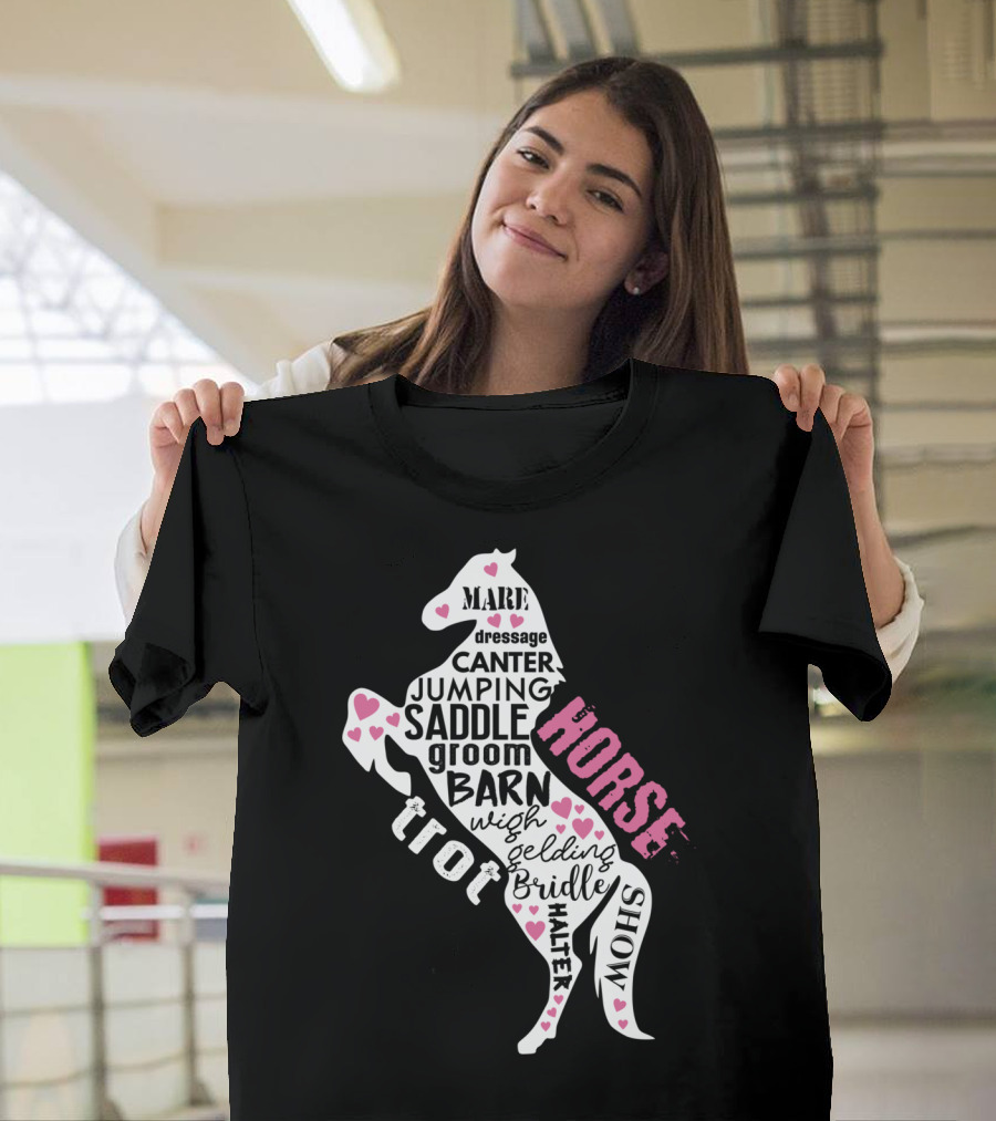 Dancing Horse Riding Girls Equestrian Mare Dressage Canter Jumping Saddle Barn Horse Show T-Shirt