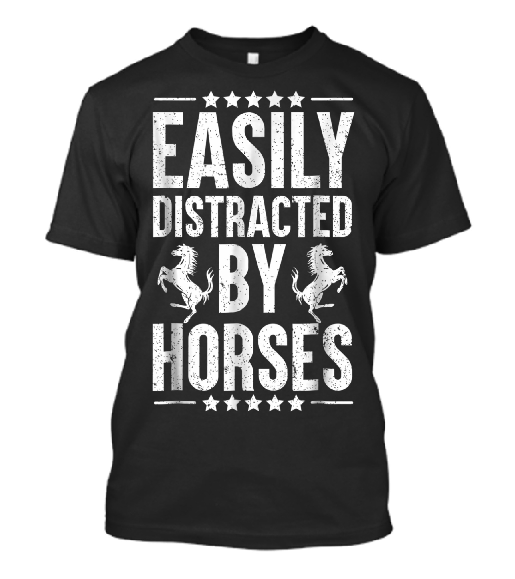 Easily Distracted By Horses Funny Horse Lover Stars And Horses T-Shirt
