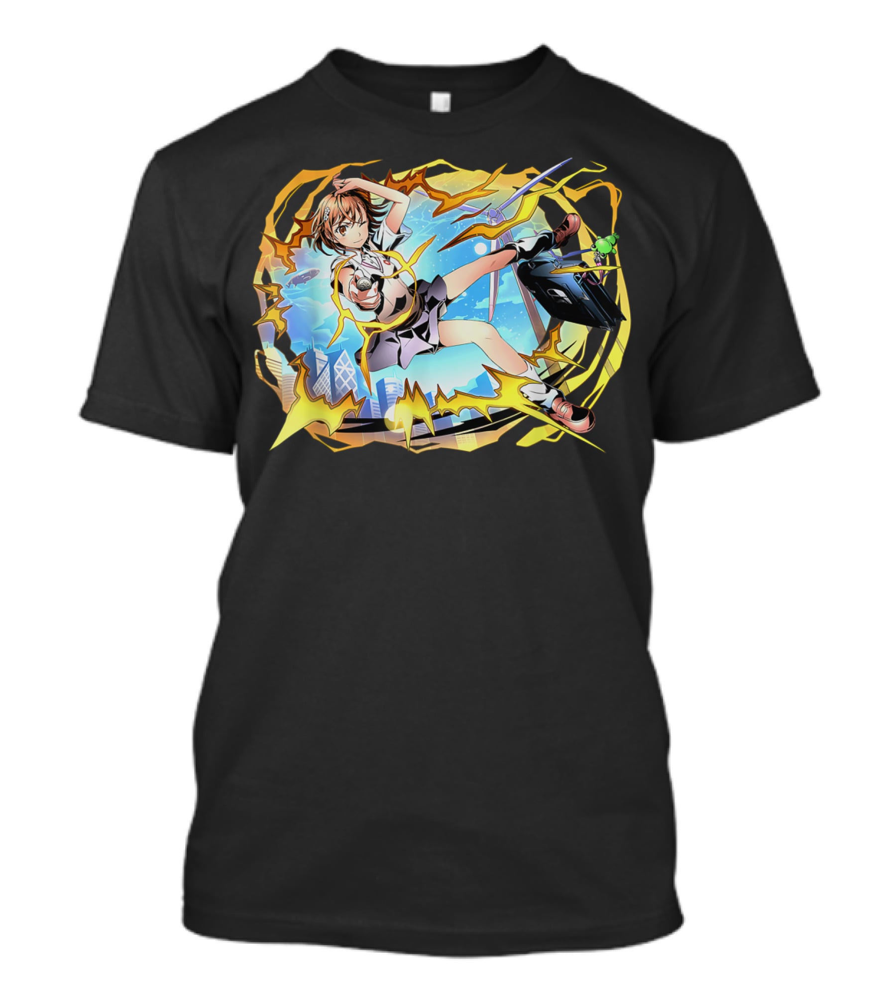 A Certain Magical Classic Anime Index Action Scene And Urban Landscape T-Shirt