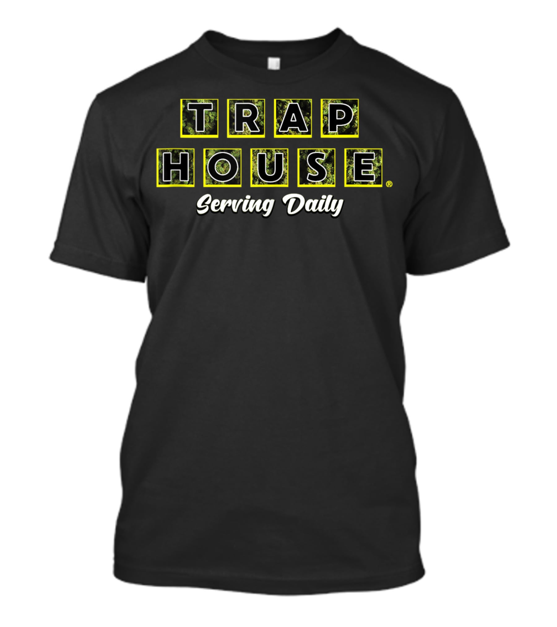 TRAP HOUSE Serving Daily Black Nug Life Waffle Buds Classic Traphouse 3L T-Shirt