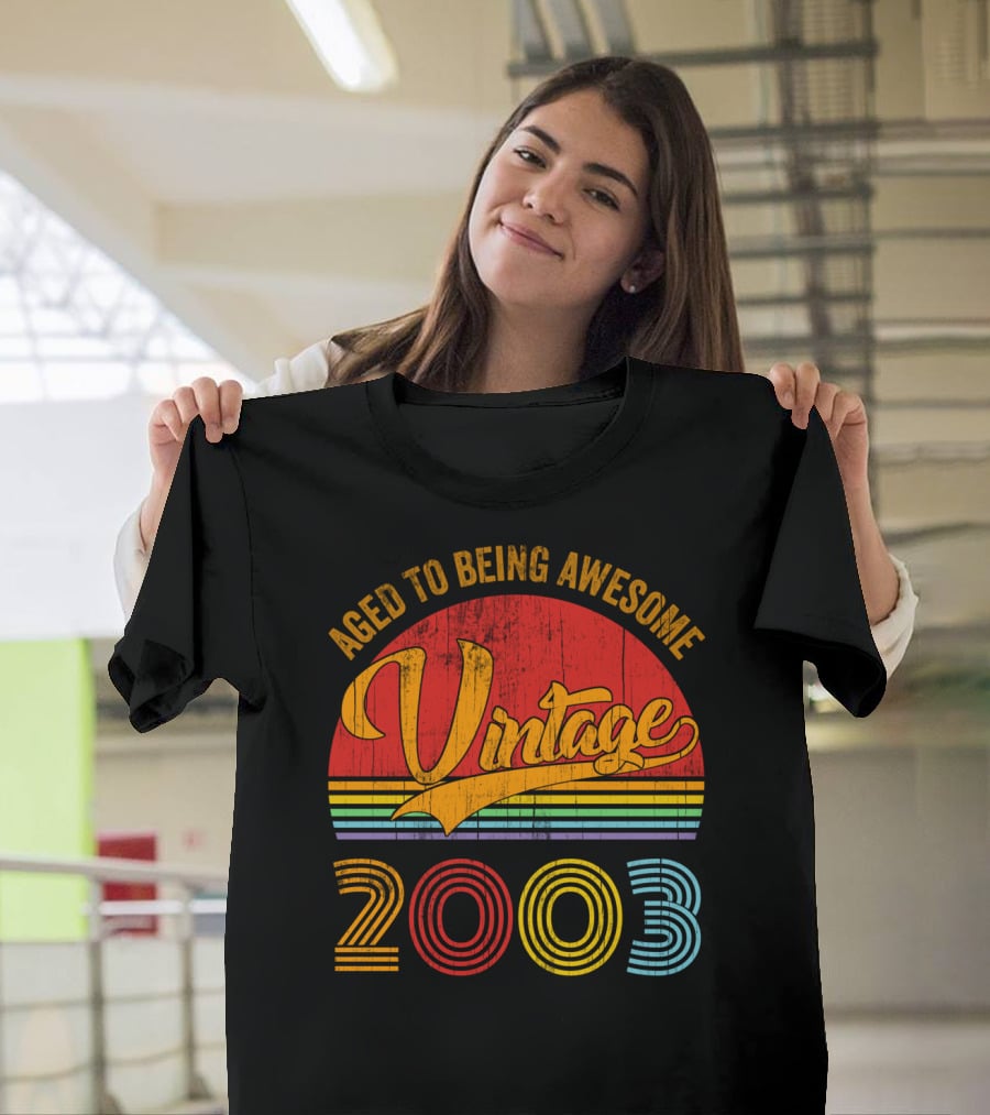 Aged To Being Awesome Vintage 2003 Rainbow T-Shirt