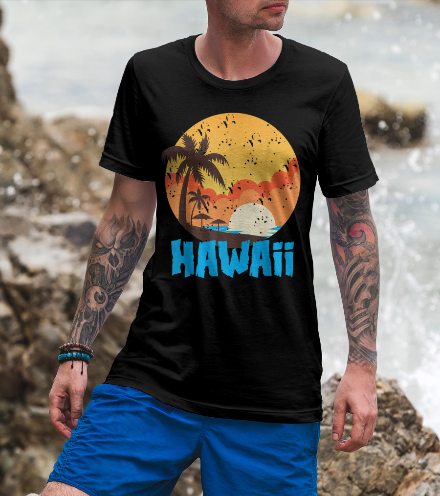 Hawaii Sunset Palm Beach T-Shirt