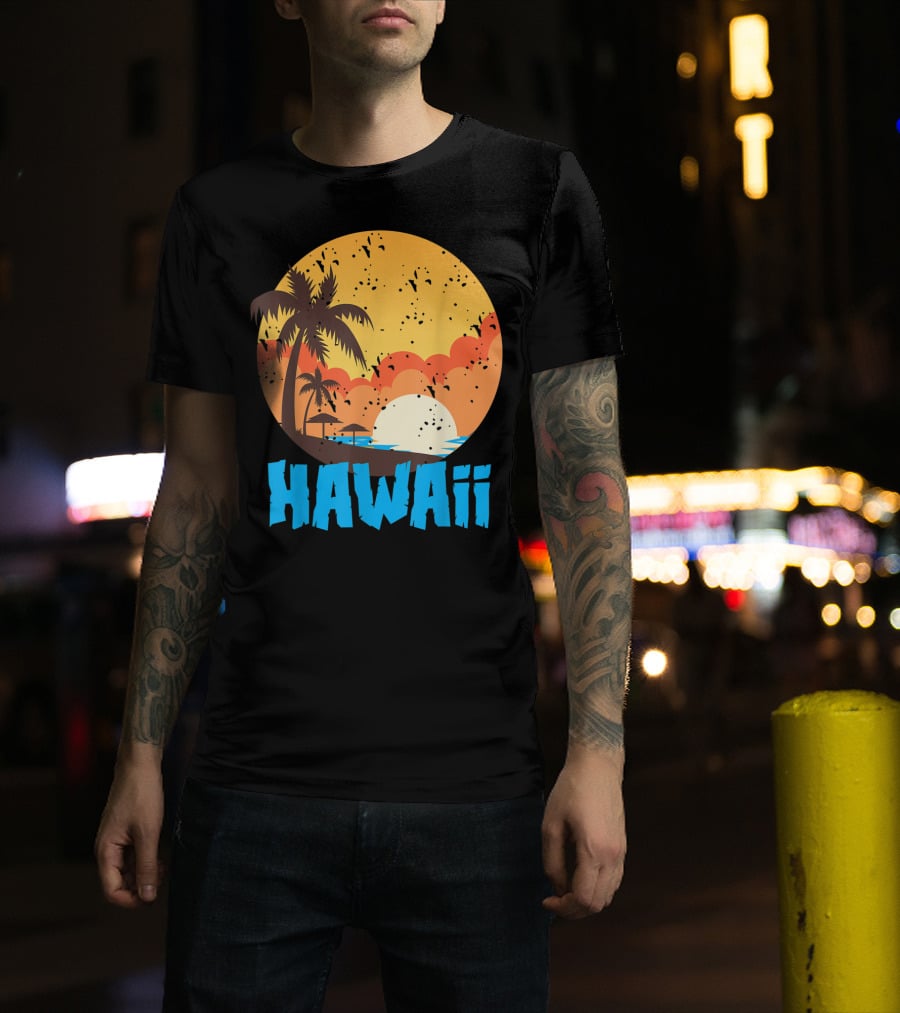 Hawaii Sunset Palm Beach T-Shirt