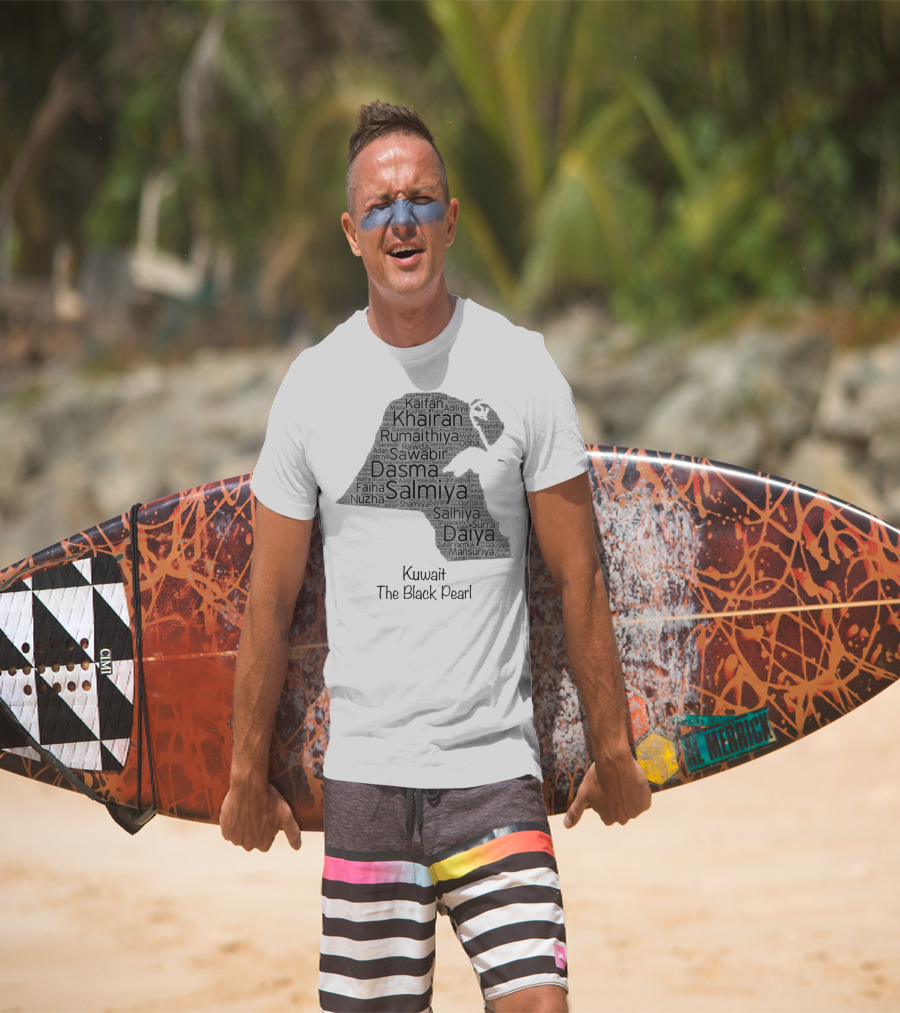 Kuwait's Outline Cities Including Salmiya Daiya The Black Pearl T-Shirt