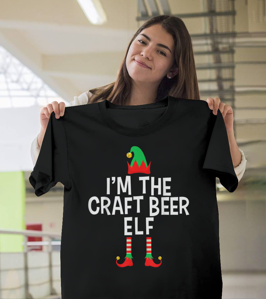 I'm The Craft Beer Elf Striped Elf Hat and Shoes T-Shirt