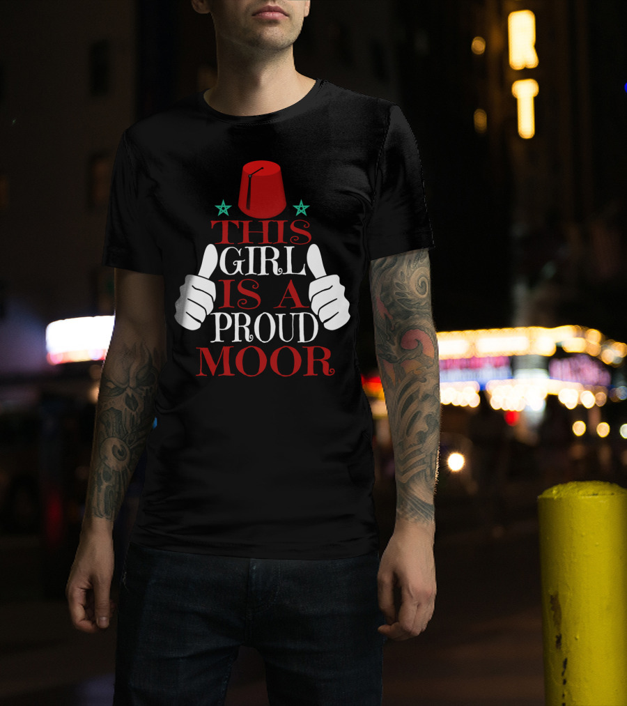 Moorish American This Girl Is A Proud Moor Fez Hat Thumbs Up Stars T-Shirt
