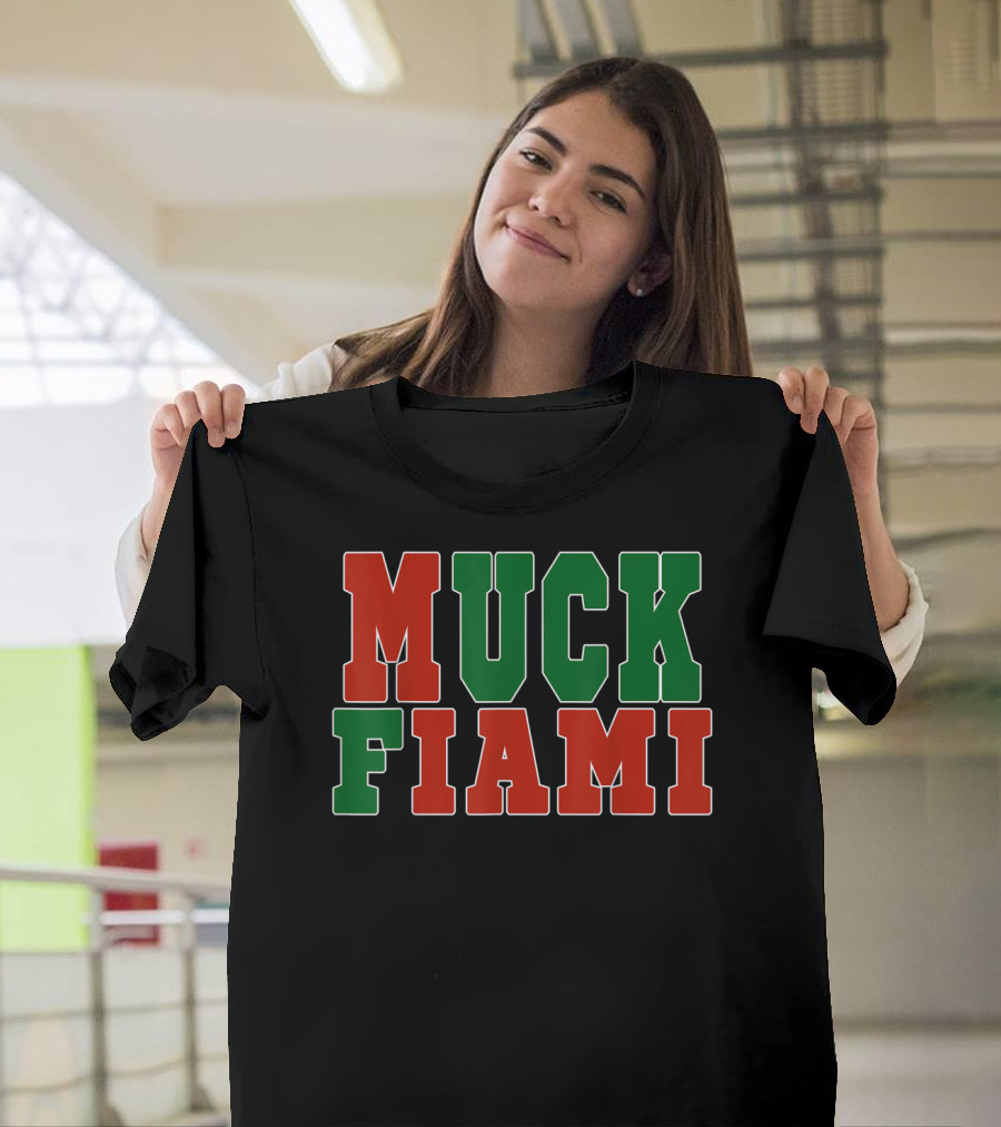 Muck Fiami Funny Miami Hater Red Green Block Letters T-Shirt