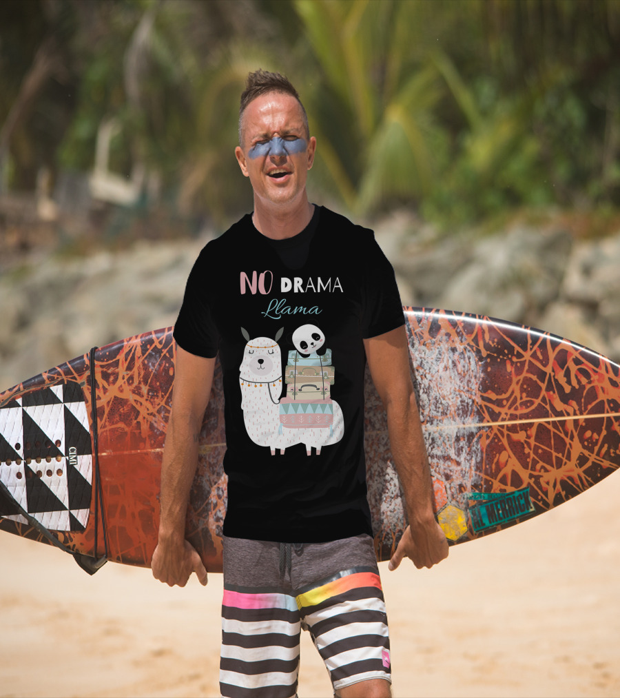 No Drama Llama Cute Panda On Llama With Suitcases T-Shirt