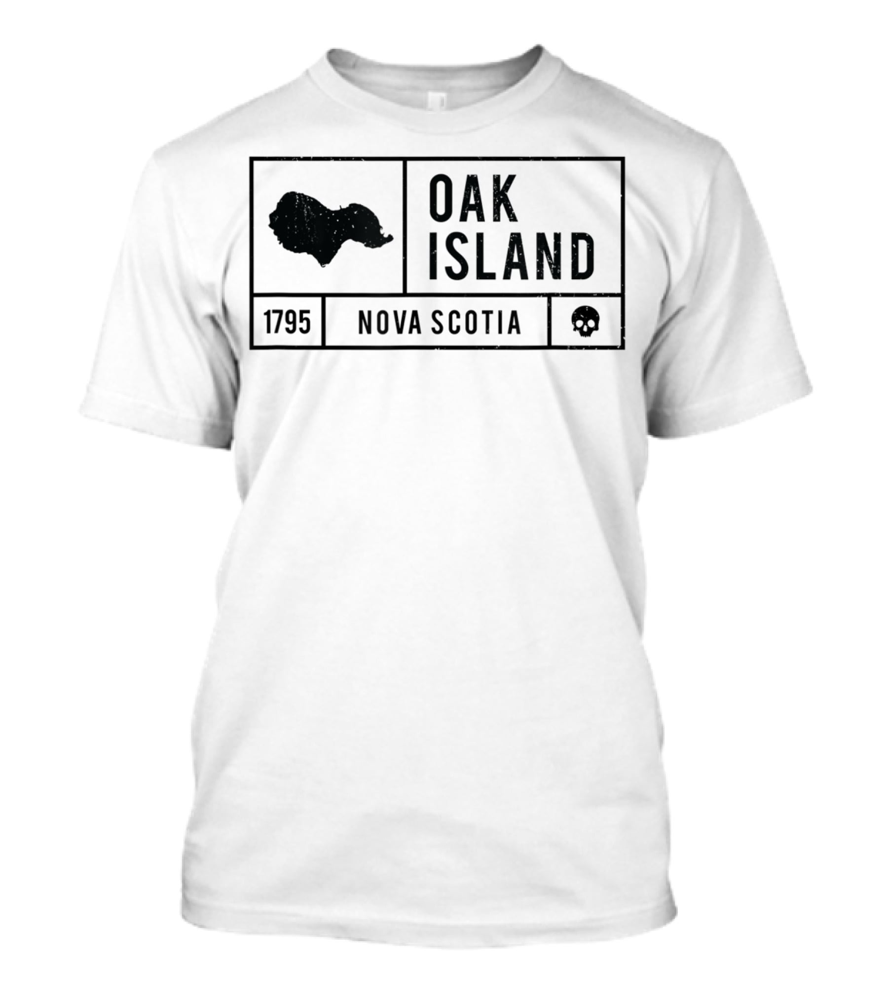 Oak Island 1795 Nova Scotia Map Skull T-Shirt