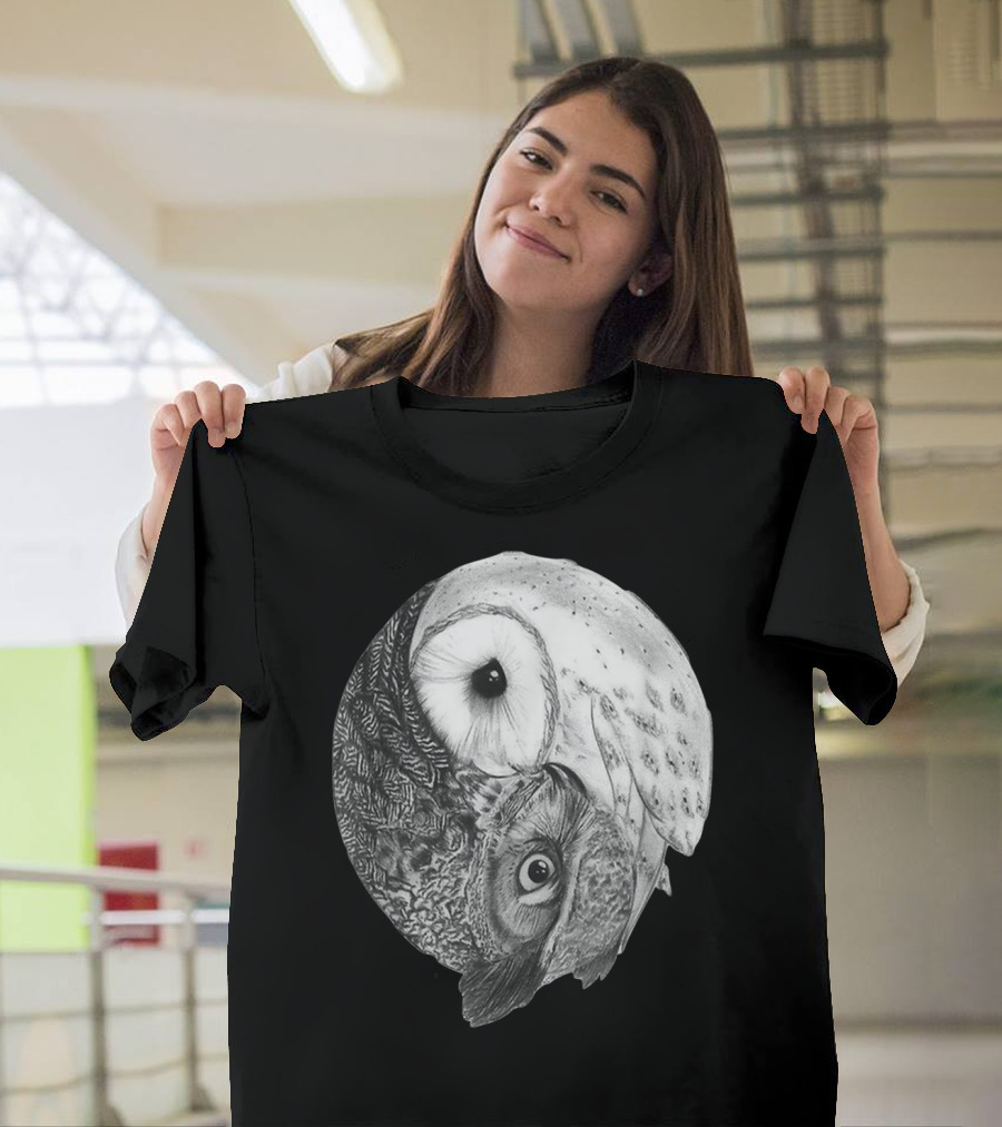 Snowy Owl Barn Owl Yin Yang T-Shirt