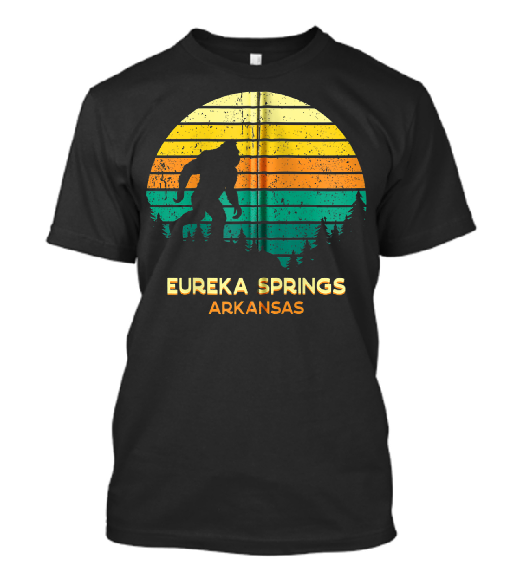 Eureka Springs Arkansas Retro Bigfoot Silhouette Sunset T-Shirt