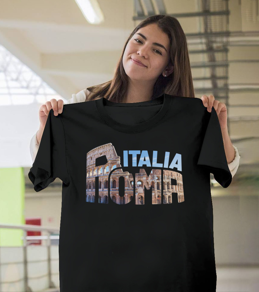 Italia Roma Colosseum Typography T-Shirt