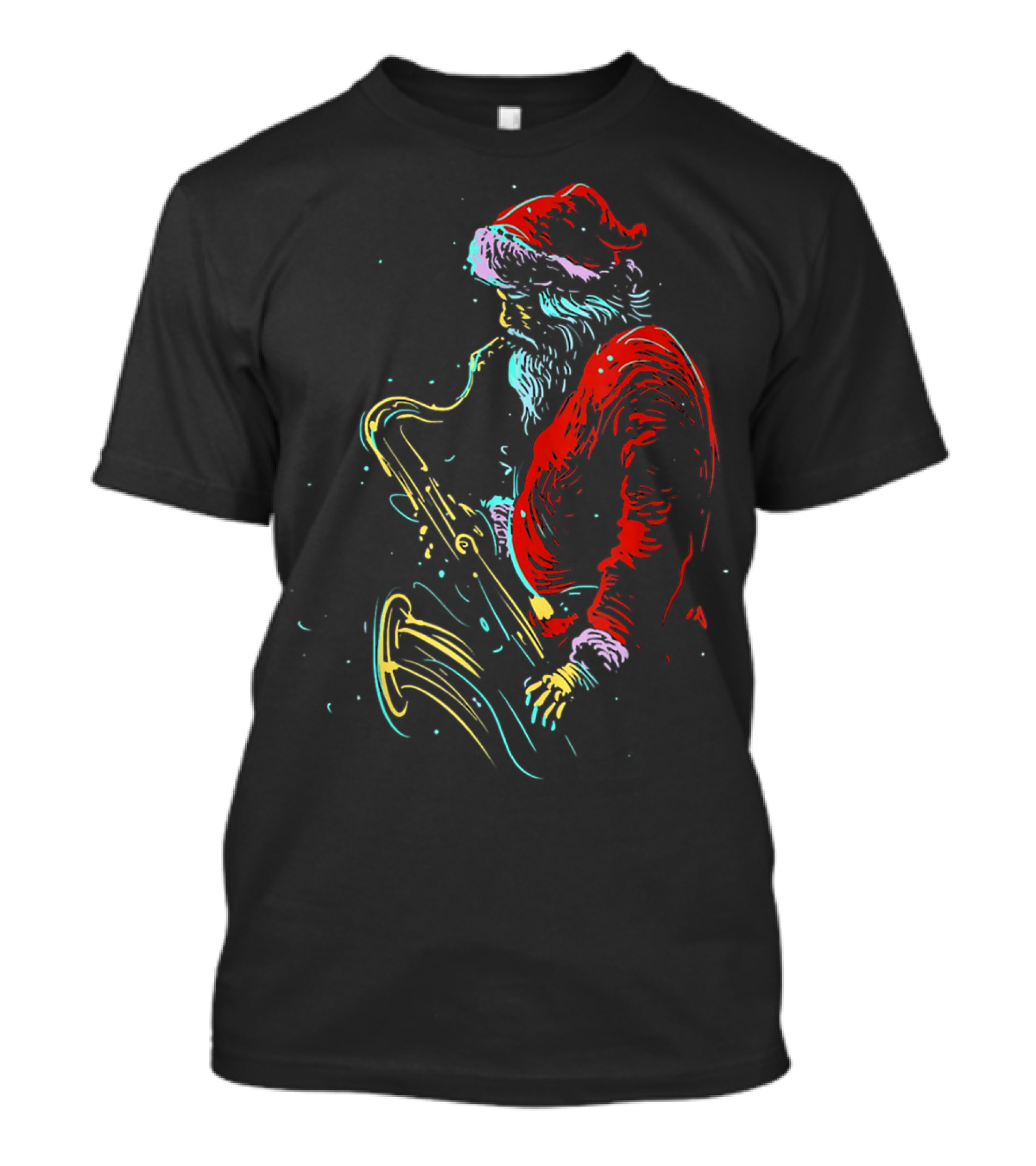 Santa Claus Playing Saxophone Musical Holiday Serenade T-Shirt
