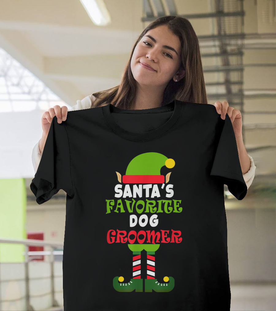 Santa's Favorite Dog Groomer Elf Costume T-Shirt