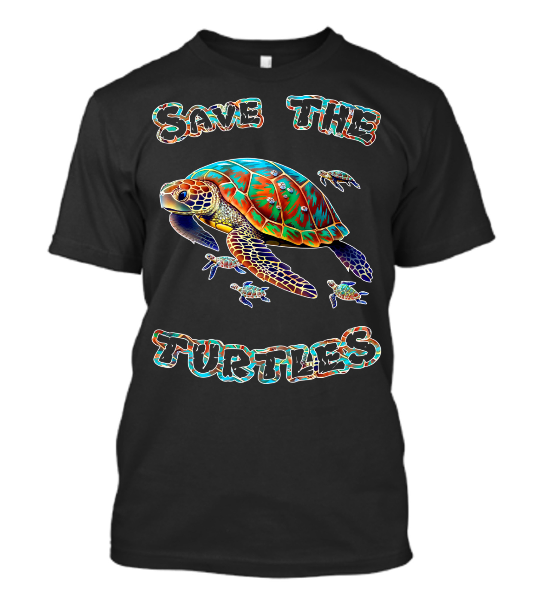 Save The Turtles Colorful Sea Turtle Conservation T-Shirt