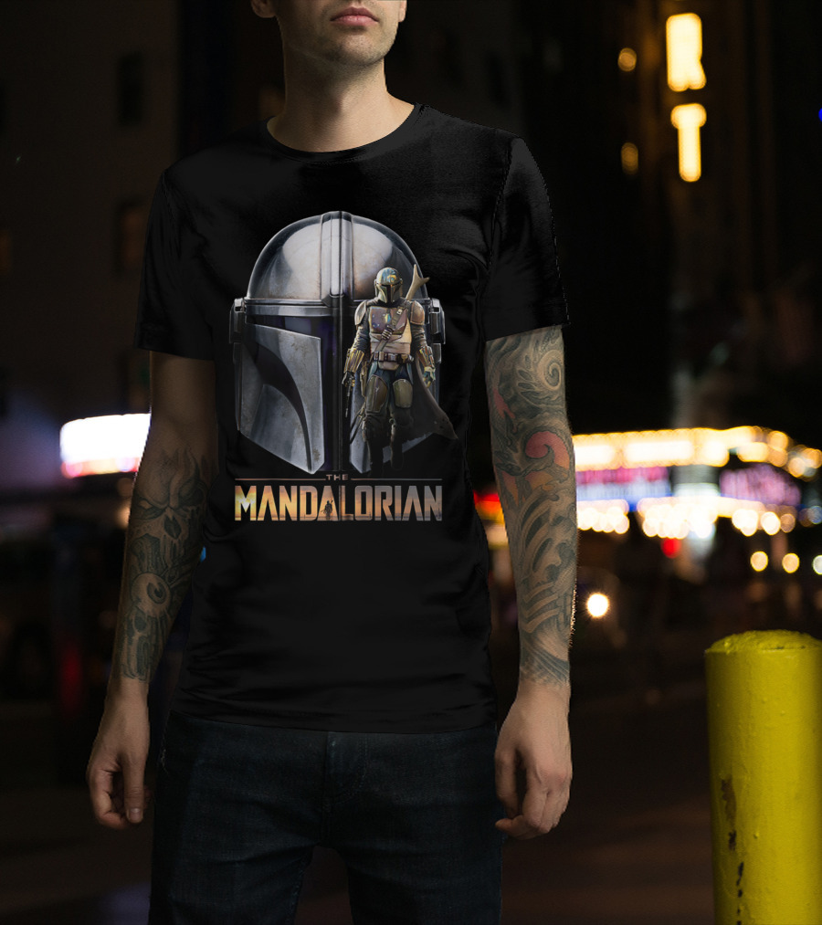 Star Wars The Mandalorian Helmet And Bounty Hunter Armor T-Shirt