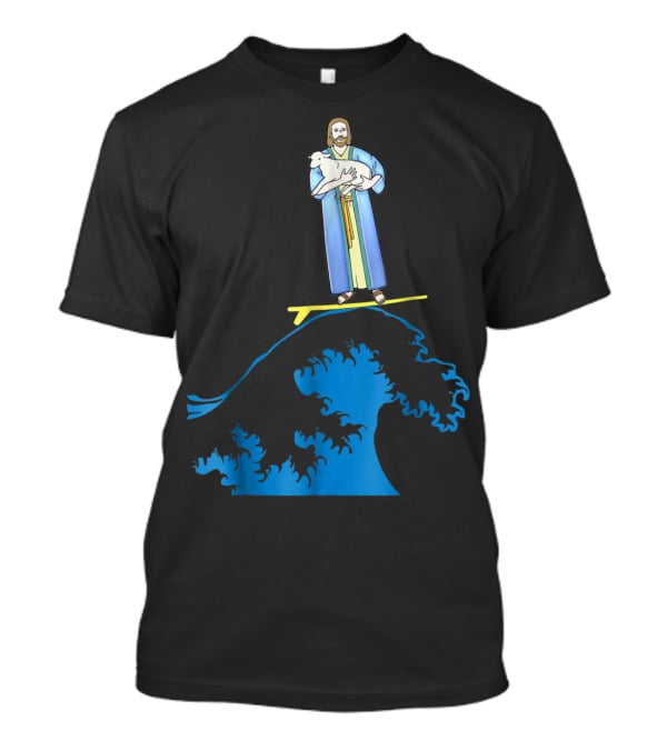 Surfing Jesus Riding The Wave With A Lamb T-Shirt